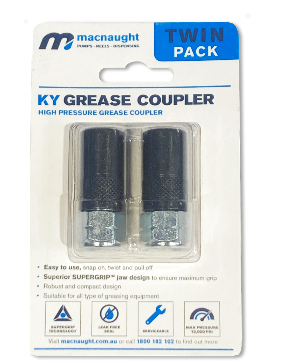 HIGH PRESSURE GREASE COUPLER TWIN PACK ACCESSORIES Macnaught